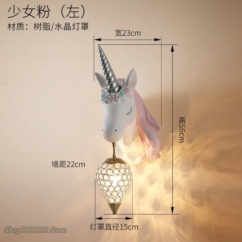 Pink Unicorn LED Wall Lamp for Girls' Bedrooms