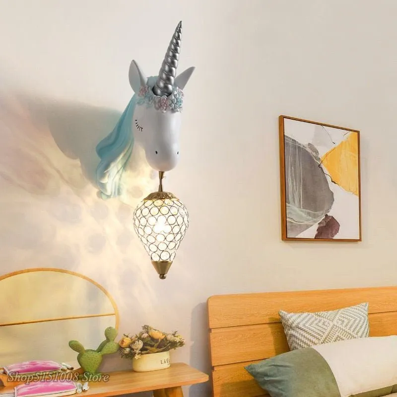 Pink Unicorn LED Wall Lamp for Girls' Bedrooms