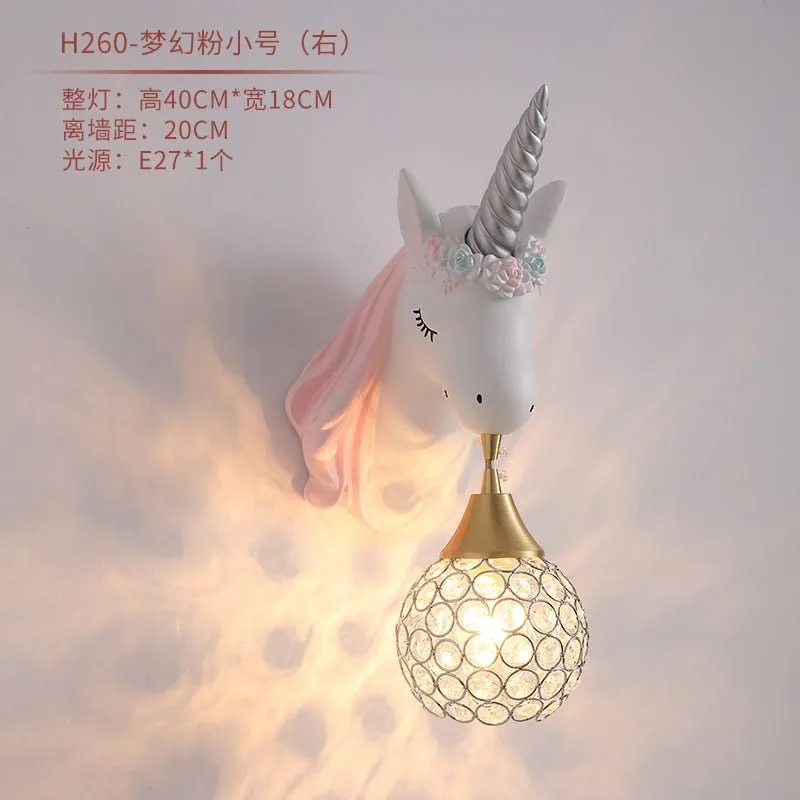 Pink Unicorn LED Wall Lamp for Girls' Bedrooms
