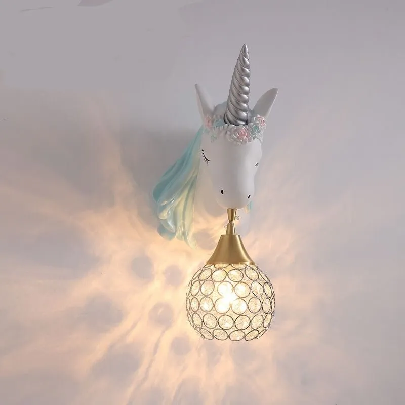 Pink Unicorn LED Wall Lamp for Girls' Bedrooms