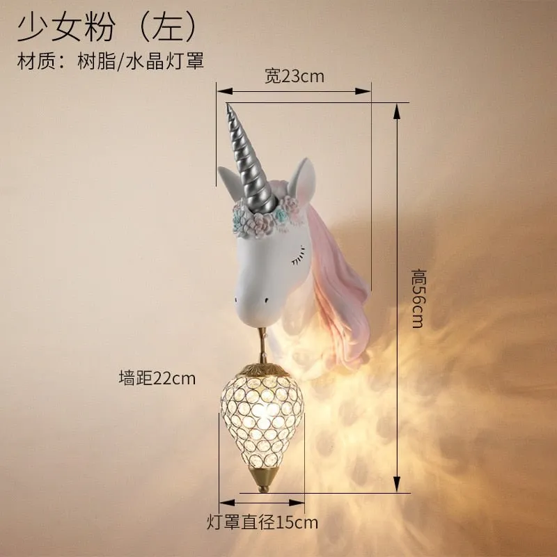 Pink Unicorn LED Wall Lamp for Girls' Bedrooms
