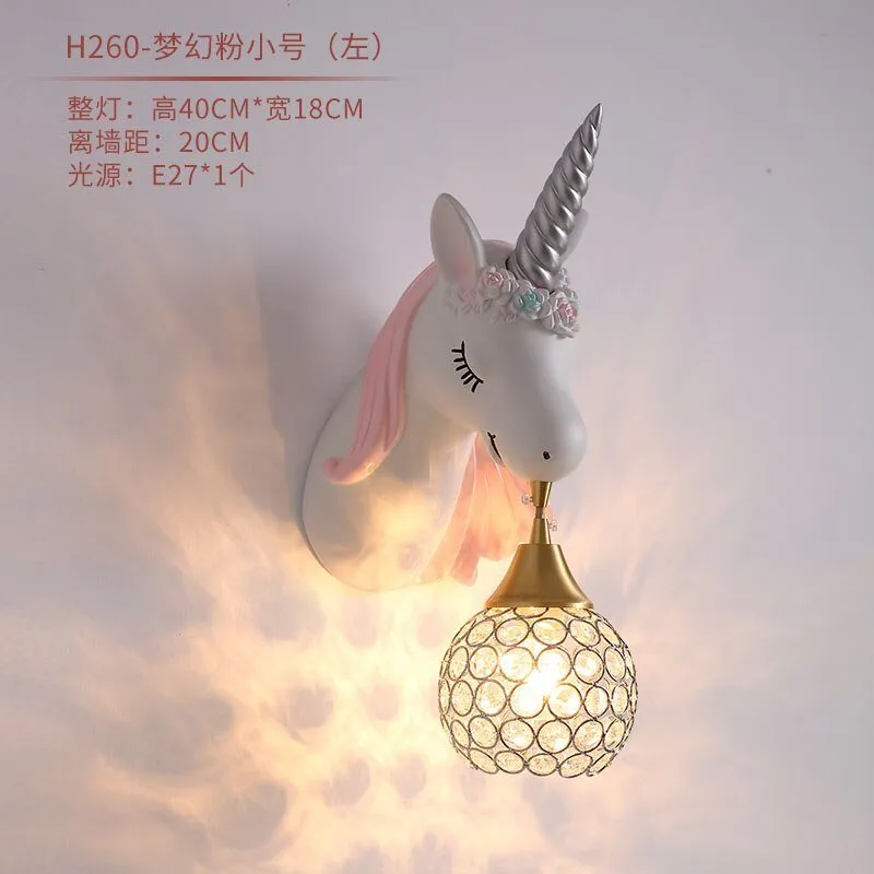 Pink Unicorn LED Wall Lamp for Girls' Bedrooms