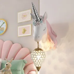 Pink Unicorn LED Wall Lamp for Girls' Bedrooms