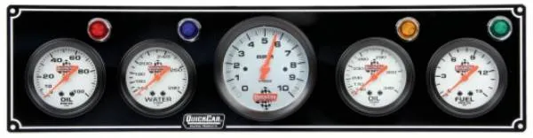 QuickCar 4-1 Gauge Panel w/ 3-3/8" Tach - OP/WT/OT/FP
