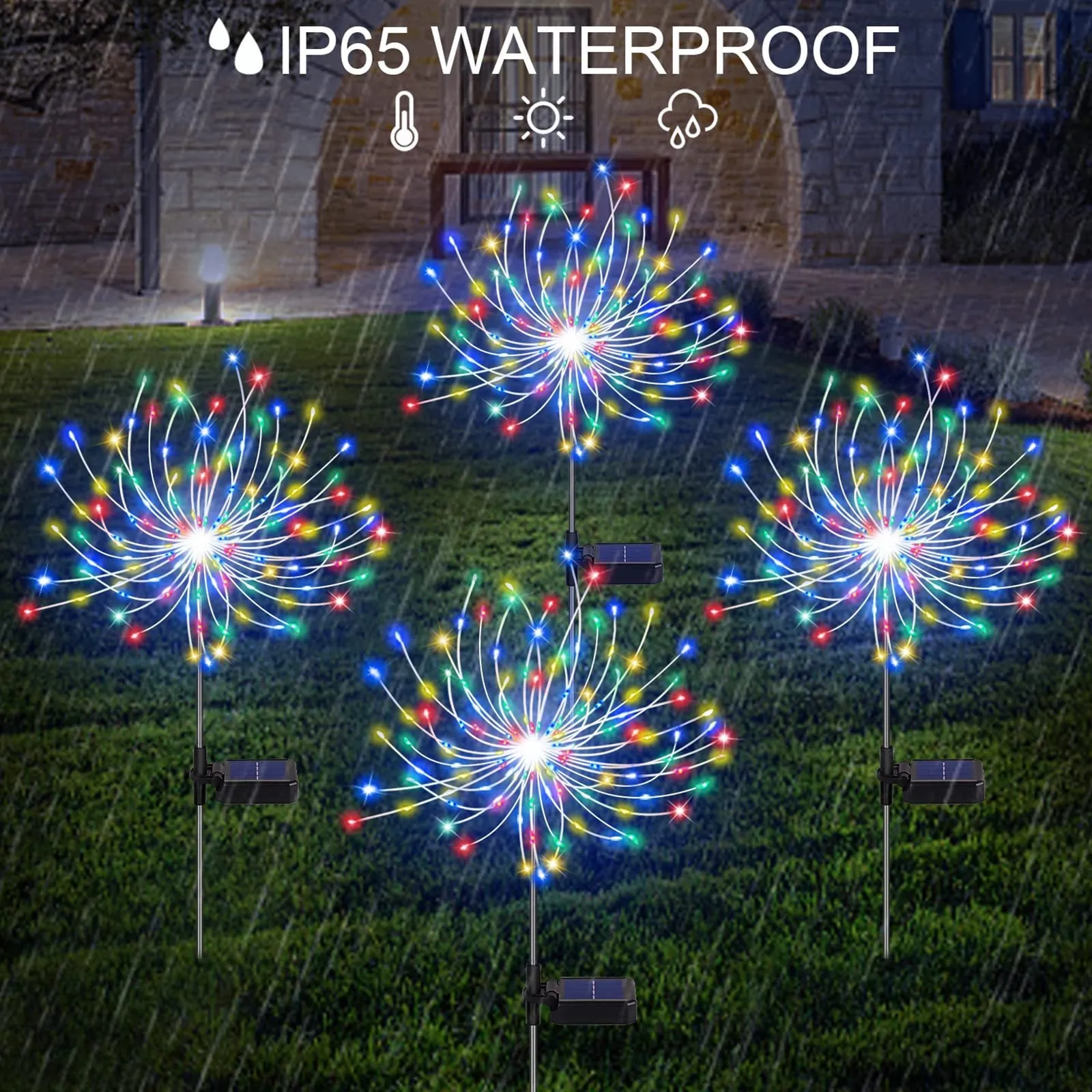 Quntis 200 8Models LED Christmas Solar Firework Lights, Outdoor Holiday Yard Garden Decorations, Lawn Lights for Christmas and New Year Decor