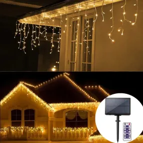 Quntis 33ft 300 LED Solar String Lights – IP44 Waterproof Outdoor Garden & Patio Fairy Waterfall Icicle Lights for Holiday & Festive Decor