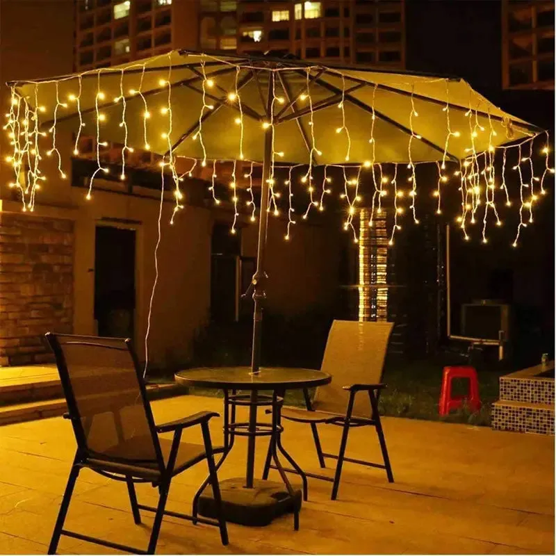 Quntis 33ft 300 LED Solar String Lights – IP44 Waterproof Outdoor Garden & Patio Fairy Waterfall Icicle Lights for Holiday & Festive Decor