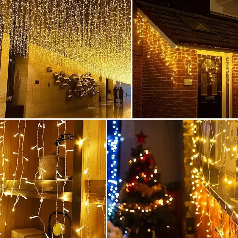 Quntis 33ft 300 LED Solar String Lights – IP44 Waterproof Outdoor Garden & Patio Fairy Waterfall Icicle Lights for Holiday & Festive Decor