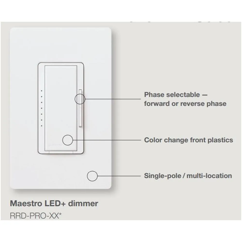 RadioRA 2 Maestro Pro Smart LED  Dimmer Switch, Single Pole/Multi-Location, White