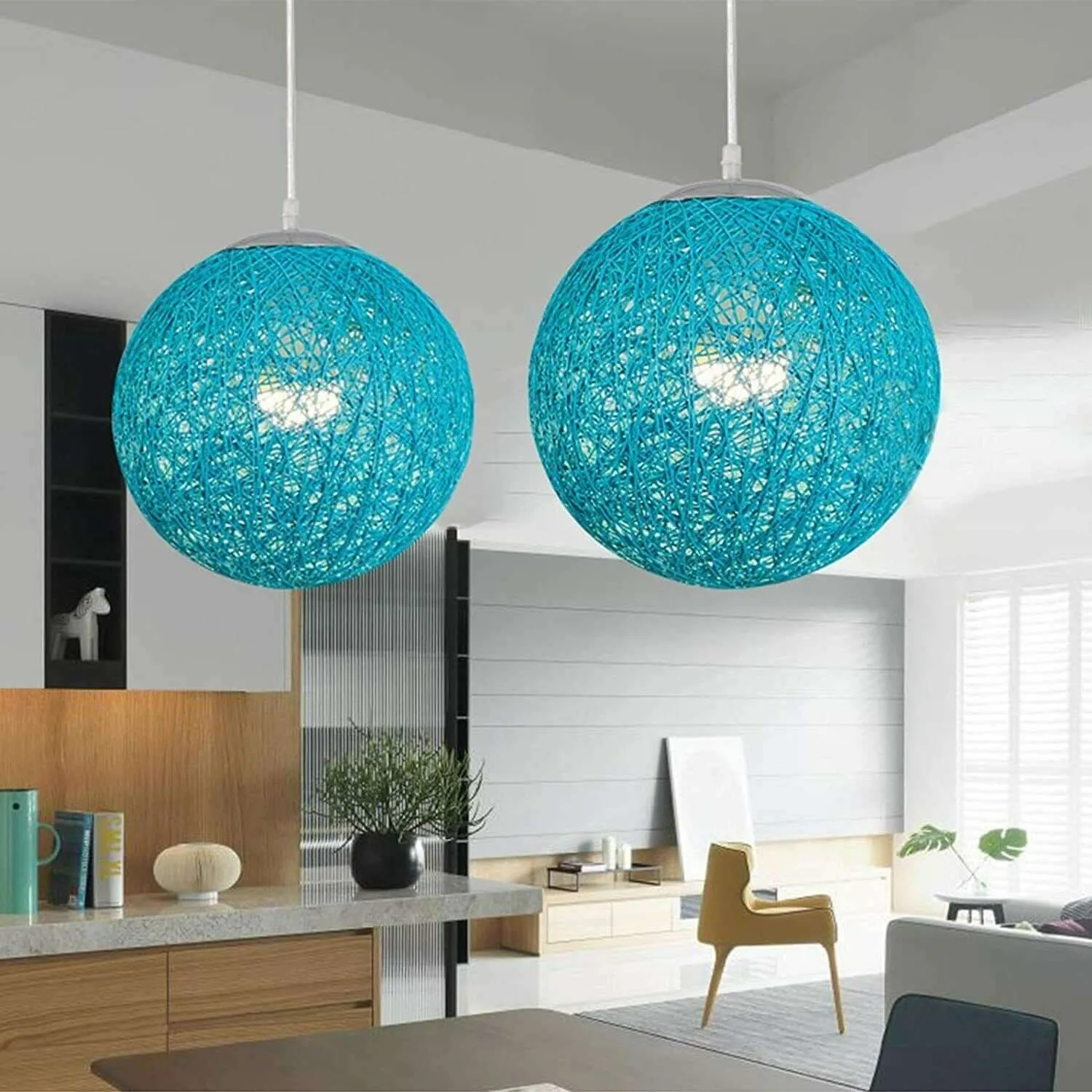 Rattan Wicker Globe Pendant Light - 7 Colours