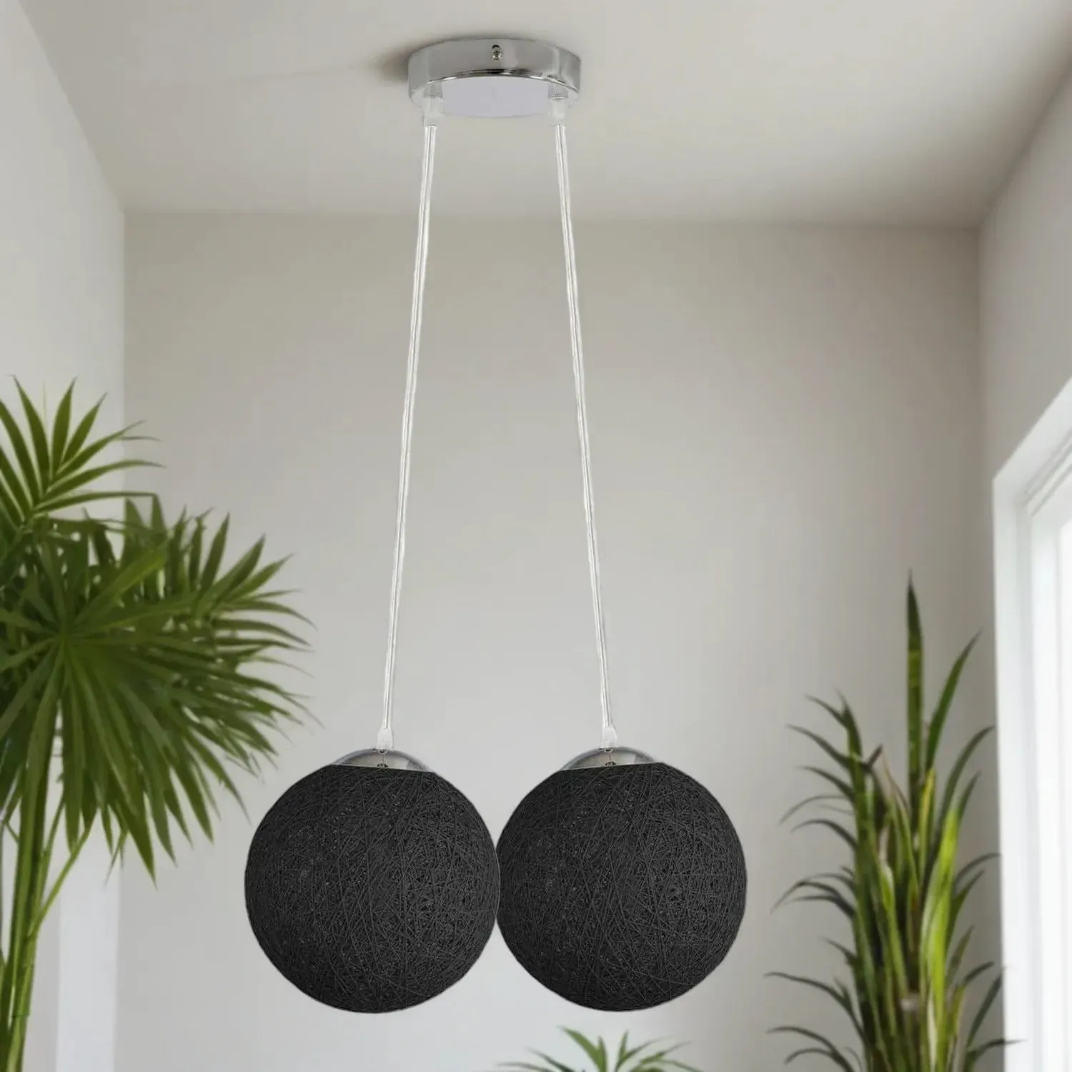 Rattan Wicker Globe Pendant Light - 7 Colours