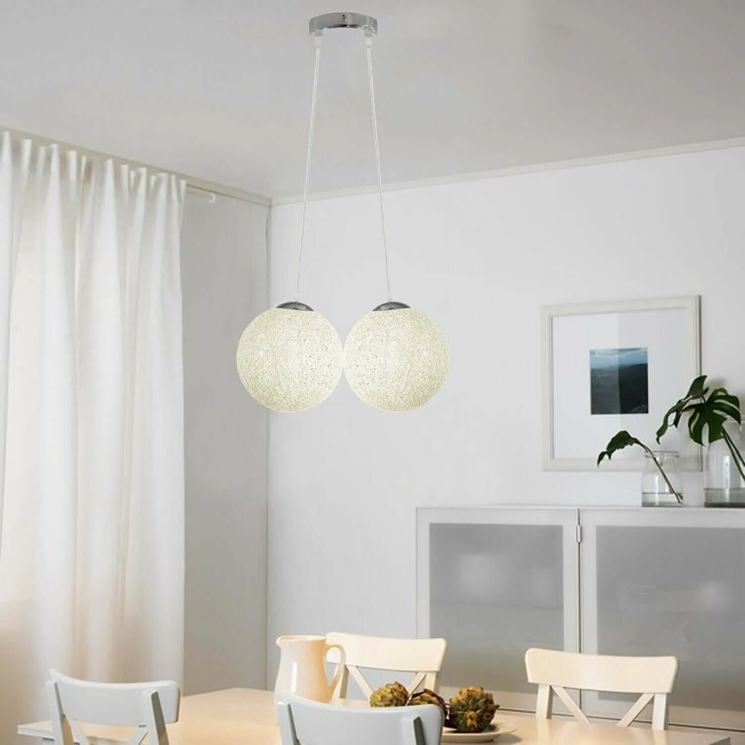 Rattan Wicker Globe Pendant Light - 7 Colours