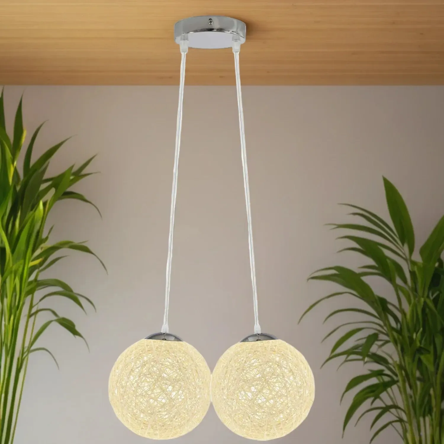 Rattan Wicker Globe Pendant Light - 7 Colours