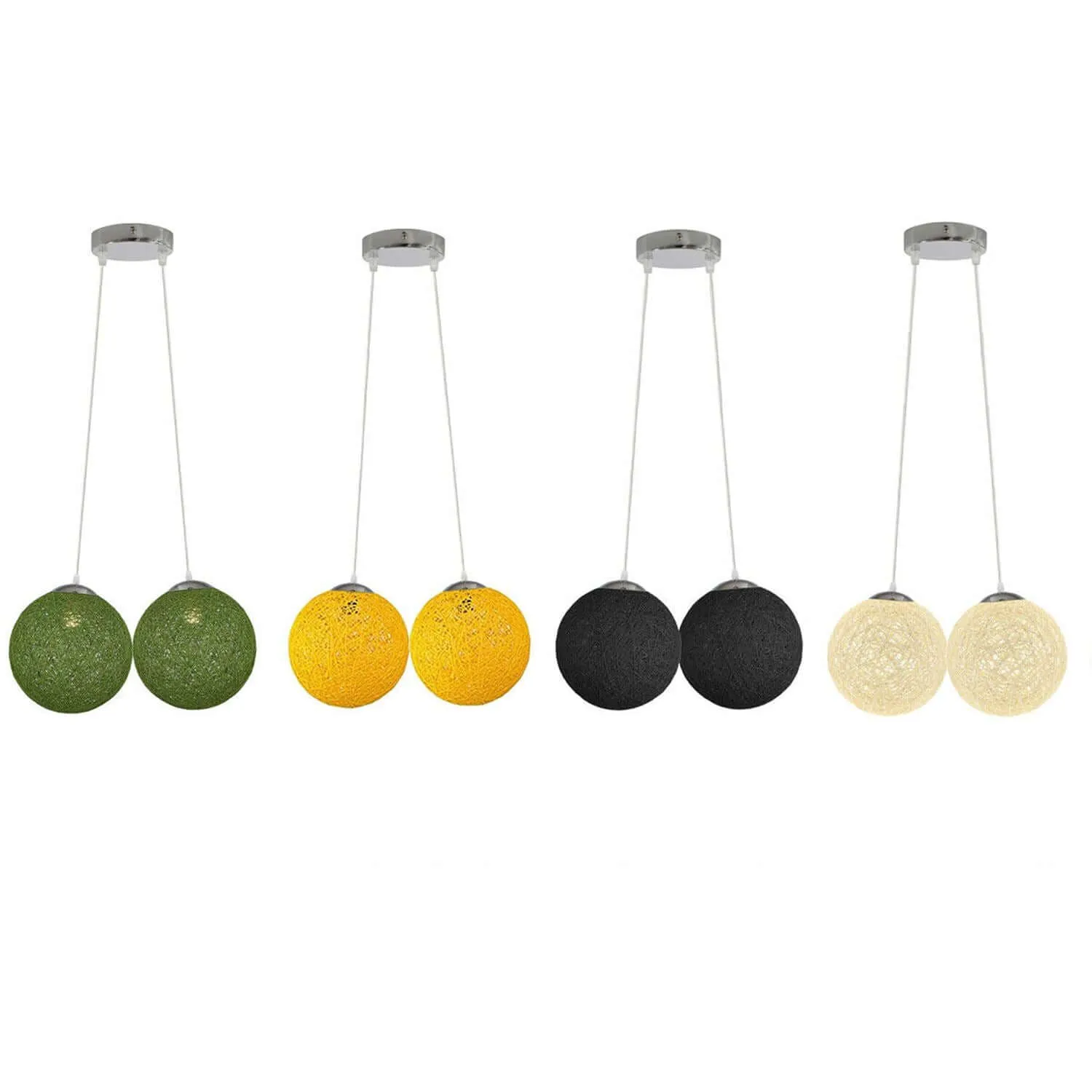 Rattan Wicker Globe Pendant Light - 7 Colours
