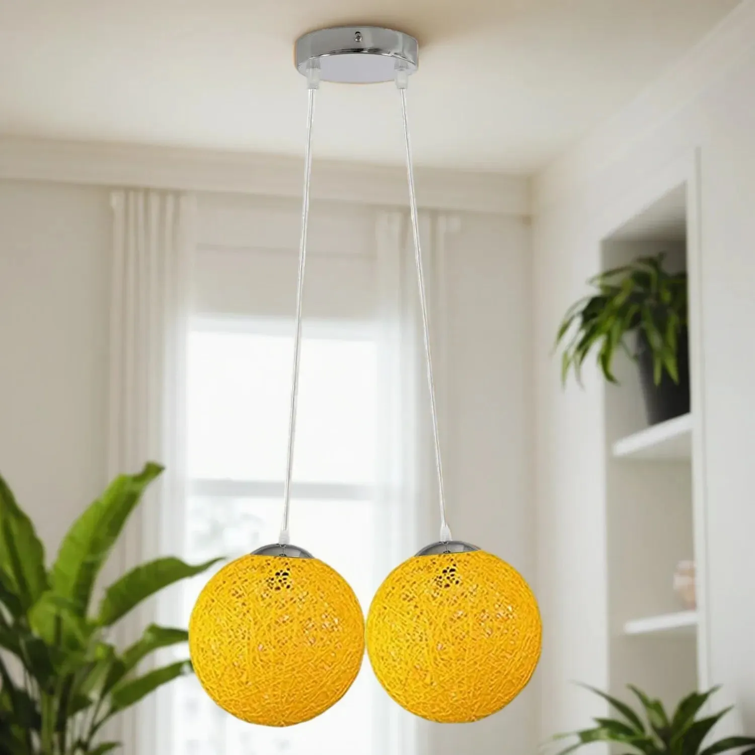 Rattan Wicker Globe Pendant Light - 7 Colours