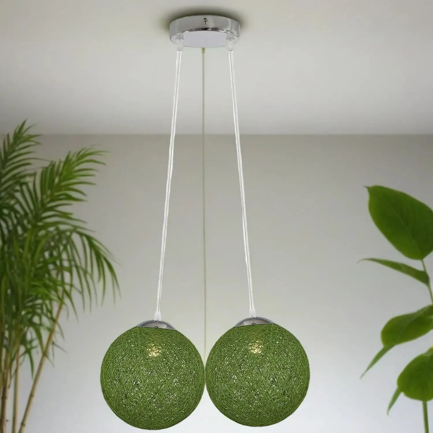 Rattan Wicker Globe Pendant Light - 7 Colours