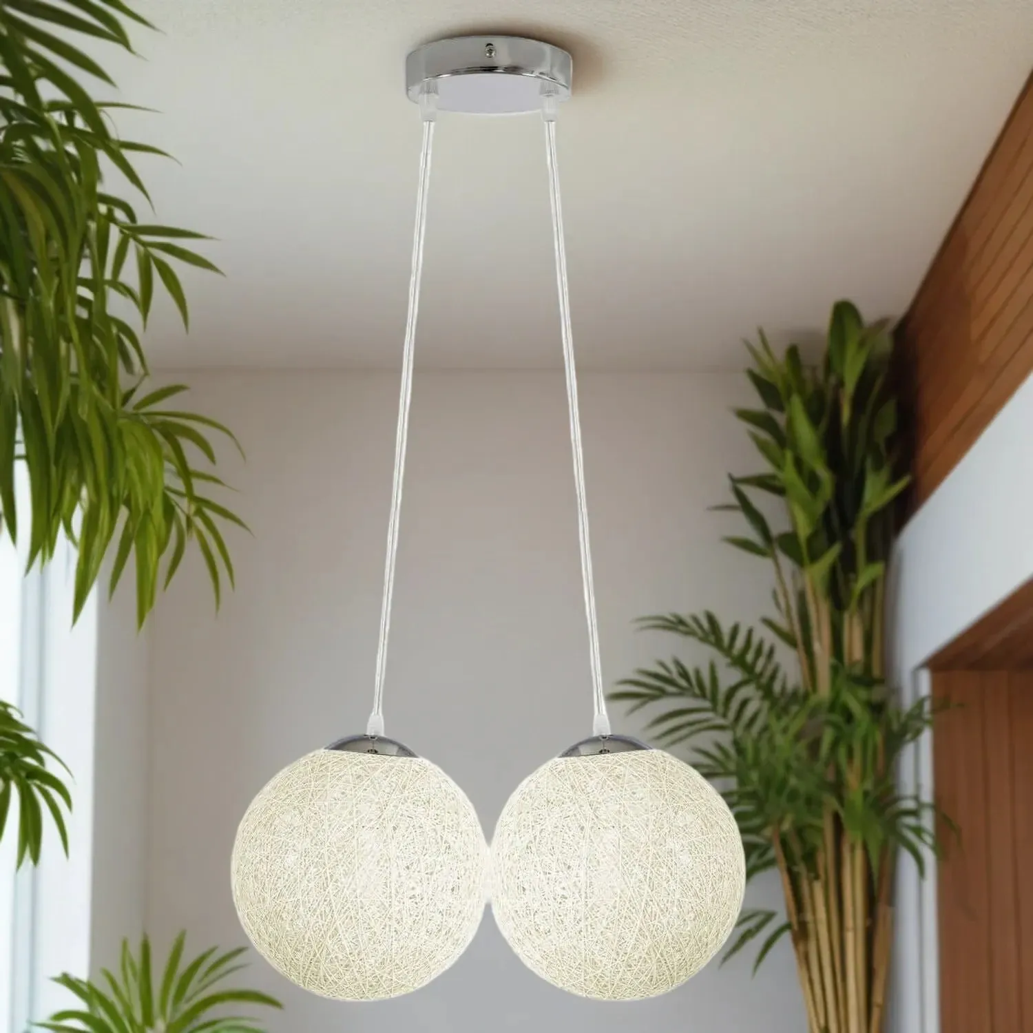 Rattan Wicker Globe Pendant Light - 7 Colours