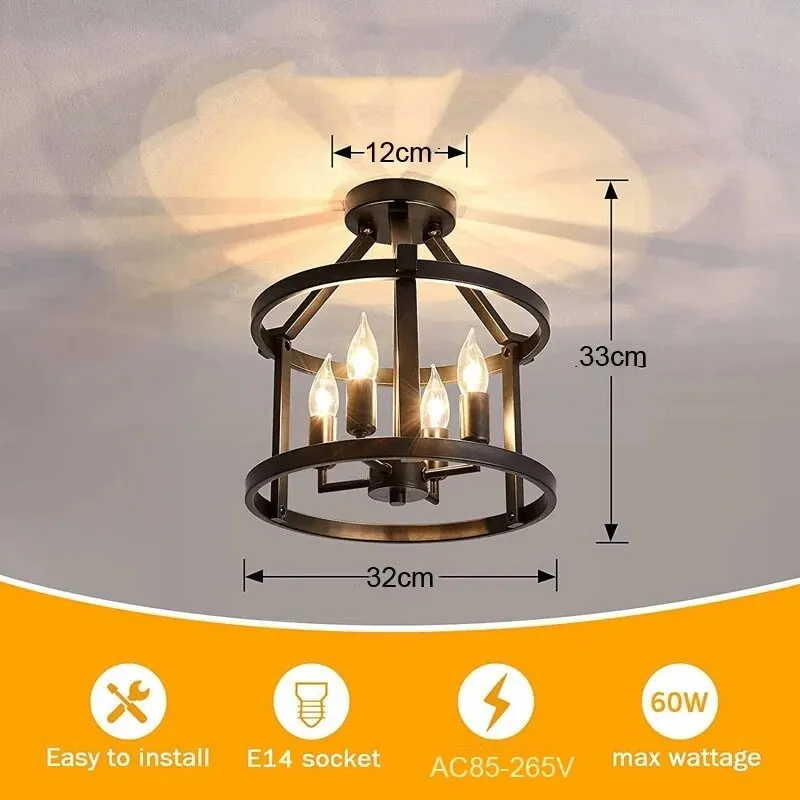 Retro American Vintage Chandelier Ceiling Light Farmhouse Living Room Dining Room Porch Lamp Kitchen Table Lamp E14 Ceiling lamp