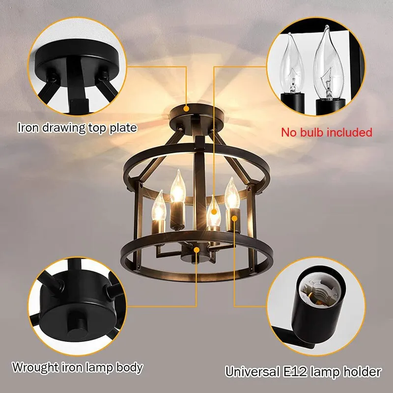 Retro American Vintage Chandelier Ceiling Light Farmhouse Living Room Dining Room Porch Lamp Kitchen Table Lamp E14 Ceiling lamp