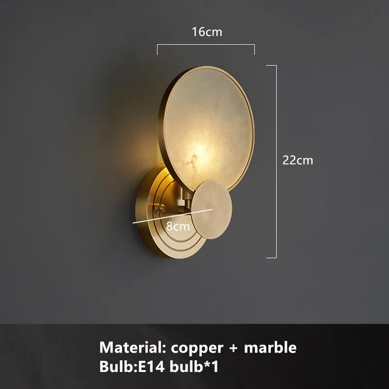 Round Marble Wall Lights Foyer Bedside Lamp Aisle Corridor Bathroom Classical Wall Sconce  E14 Bulb 110-260V
