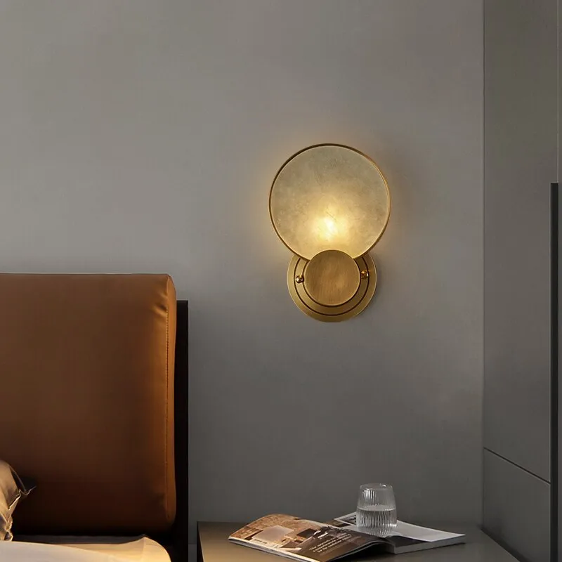 Round Marble Wall Lights Foyer Bedside Lamp Aisle Corridor Bathroom Classical Wall Sconce  E14 Bulb 110-260V