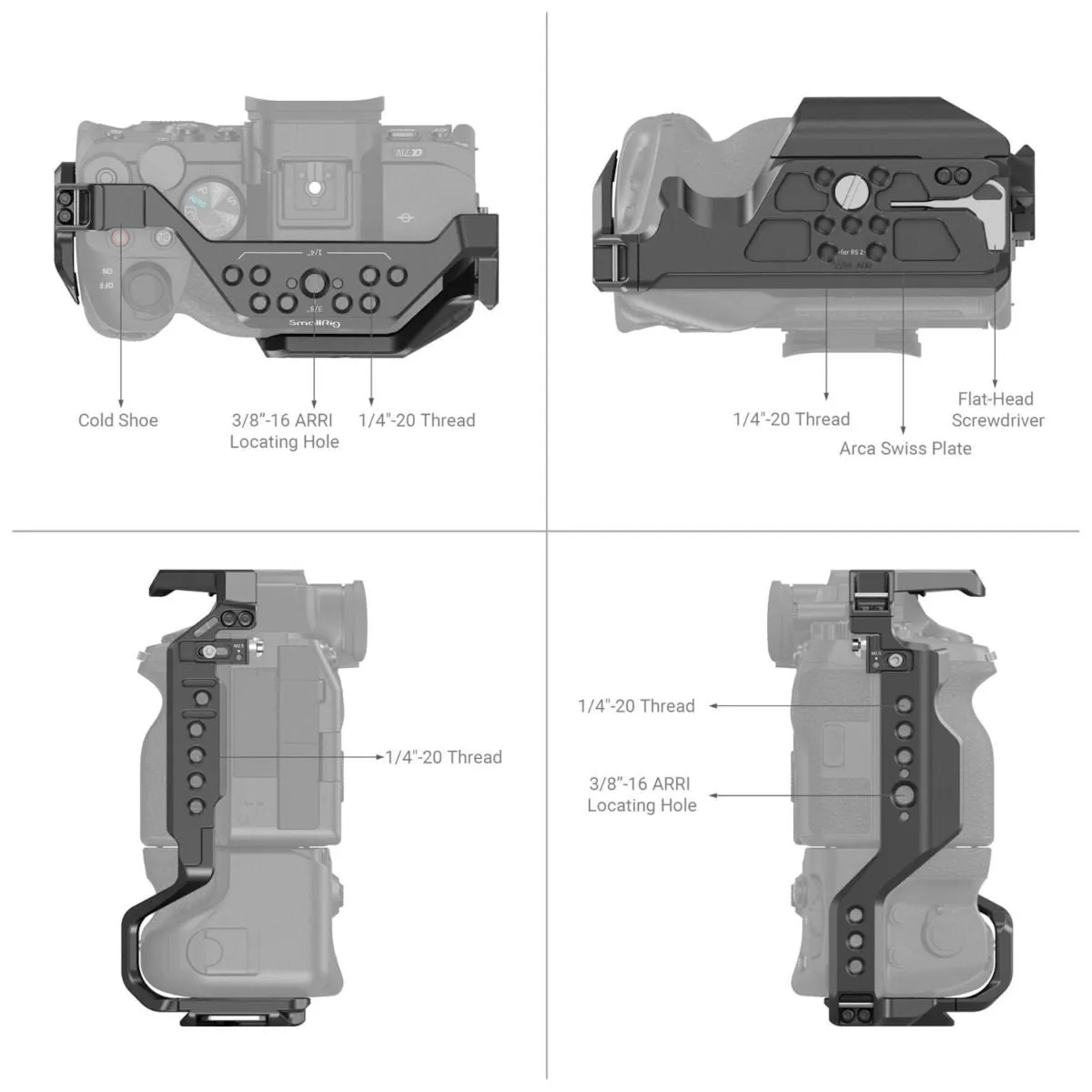 SmallRig Cage for Sony Alpha 7S III/Alpha 7 IV/Alpha 7R IV/Alpha 1 with VG-C4EM Battery Grip 3594