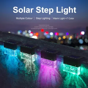 Solar Deck Lights 4 Pack, Solar Step Lights Outdoor, Warm White/Color Changing Solar Fence Light for Patio Garden Yard