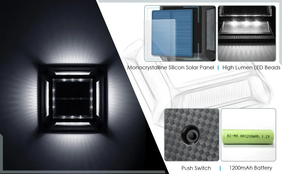 Solar Deck Lights,Solar Powered Lights for Driveway Walkway Patio Garden Backyard Outdoor Lighting