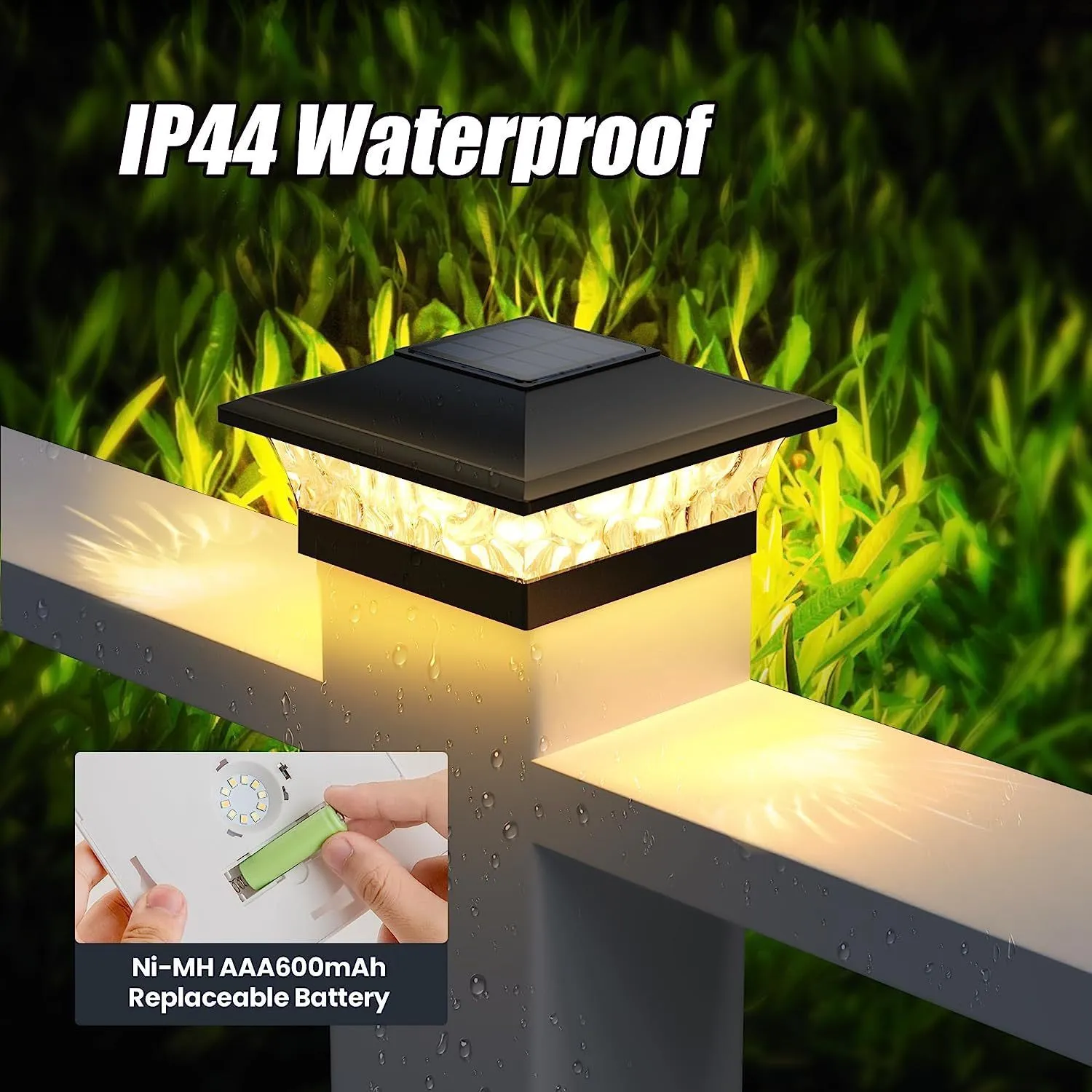 Solar Fence Post Lights Solar Powered Outdoor LED Lighting Solar Fence Lights Two Light Modes Suitable for 3.5-5.5 Wooden Posts