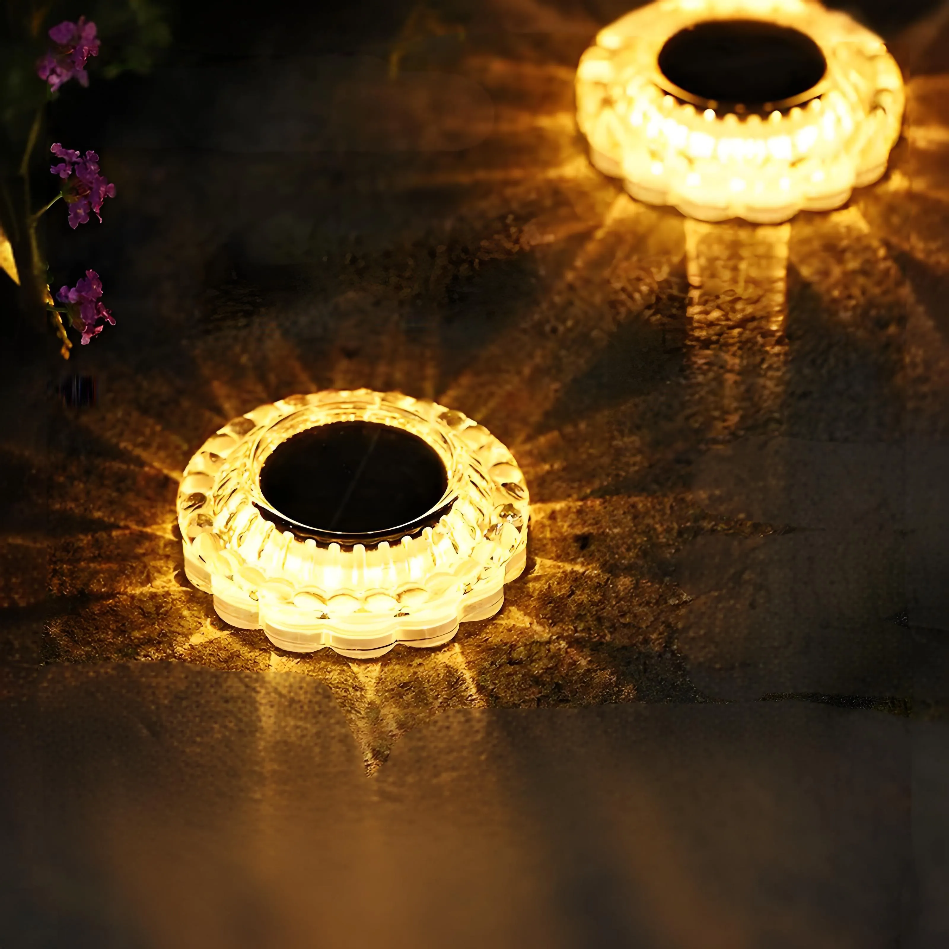 Solar Ground Lights – Waterproof Outdoor Garden, Lawn & Stair LED Lights, Crystal Brick Lights for Yard & Balcony Decor