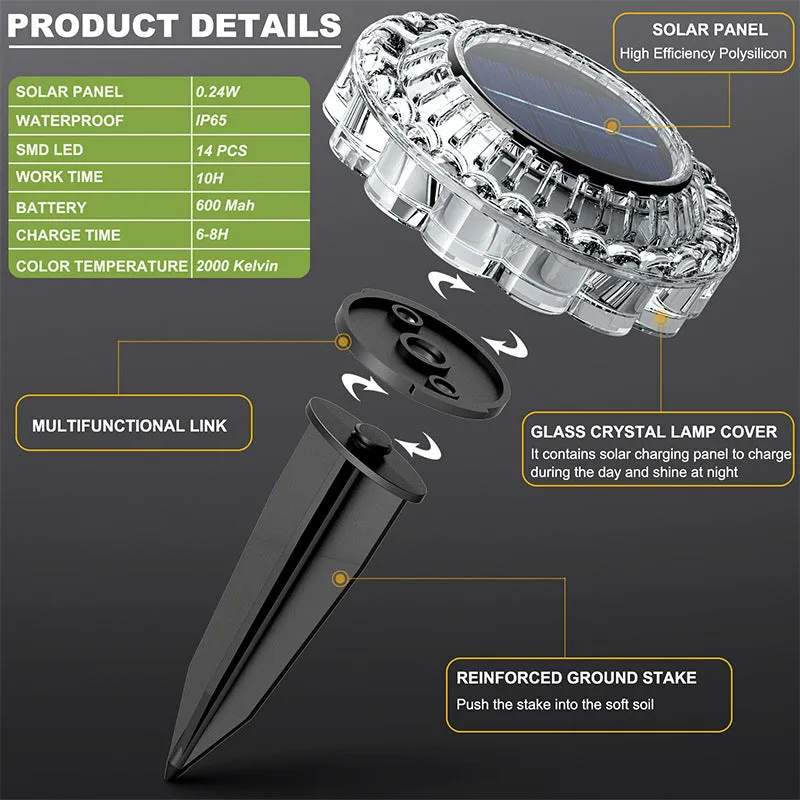 Solar Ground Lights – Waterproof Outdoor Garden, Lawn & Stair LED Lights, Crystal Brick Lights for Yard & Balcony Decor