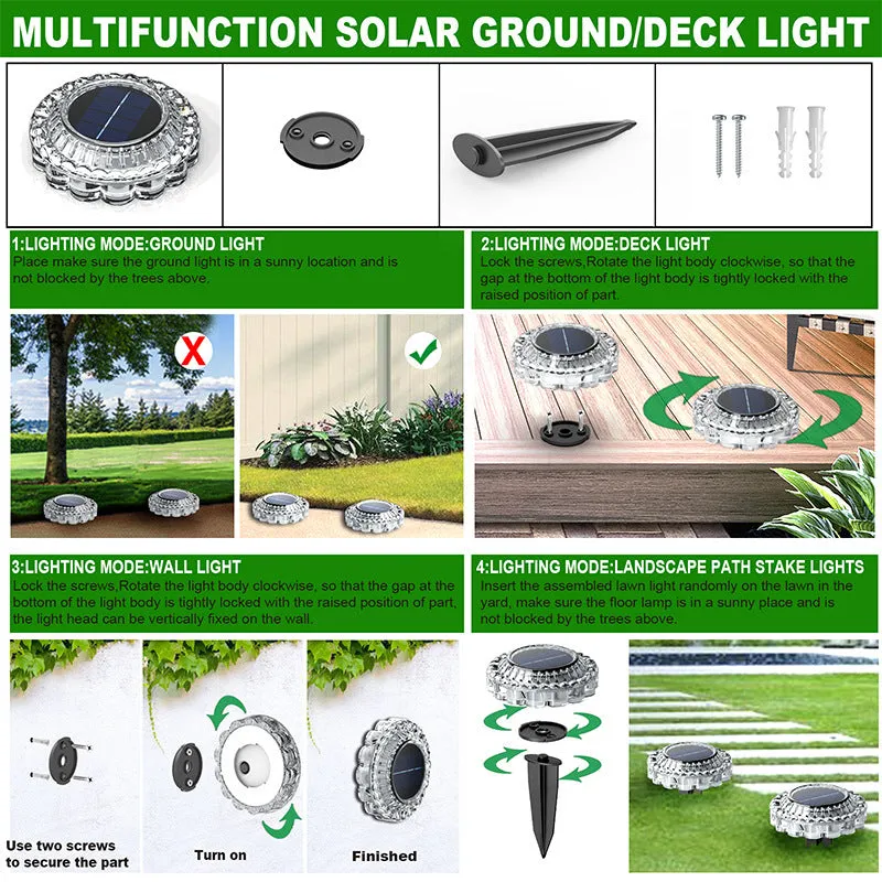 Solar Ground Lights – Waterproof Outdoor Garden, Lawn & Stair LED Lights, Crystal Brick Lights for Yard & Balcony Decor