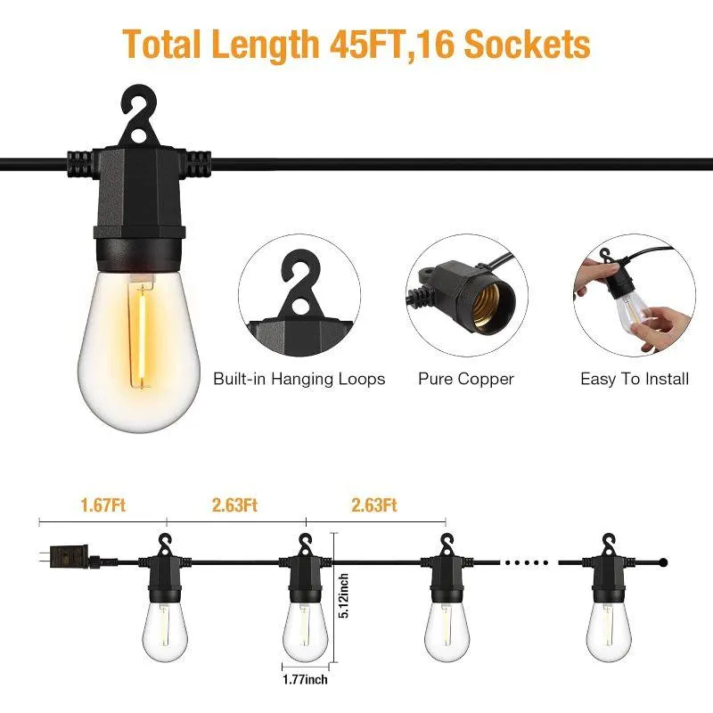 Solar Outdoor String Lights – Waterproof Warm White LED