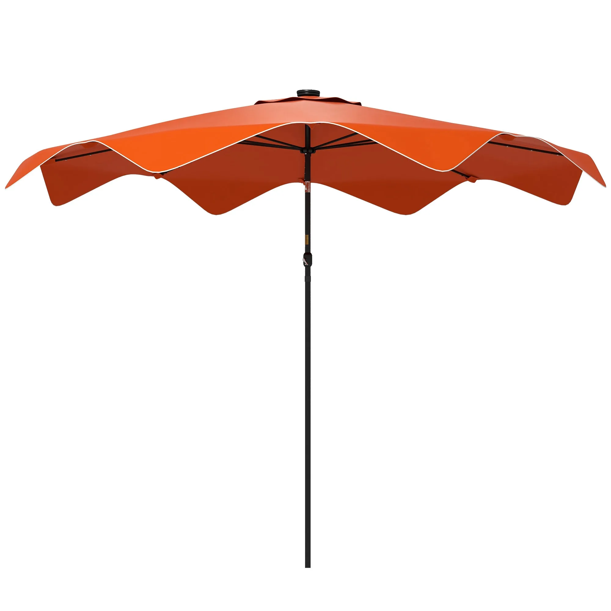 Solar Patio Umbrella with LED and Tilt, Outdoor Market Table Umbrella Parasol with Crank, 3 x 3 (m), Orange