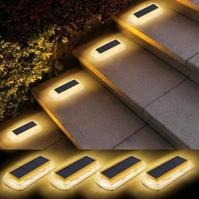 Solar Step Lights Outdoor Waterproof LED, 4 Pack Warm White Solar Fence Lights Outdoor Mailbox Gutter Lights Solar Powered