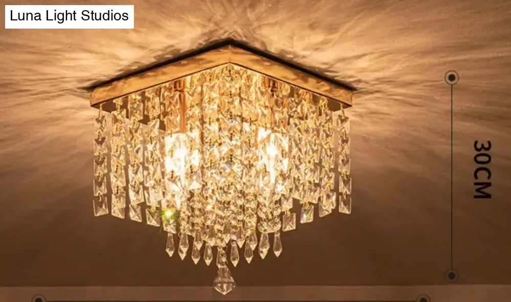 Square simple aisle living room LED ceiling crystal lamp balcony entrance corridor corridor aisle lamp creative ceiling lamp