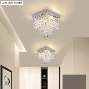 Square simple aisle living room LED ceiling crystal lamp balcony entrance corridor corridor aisle lamp creative ceiling lamp