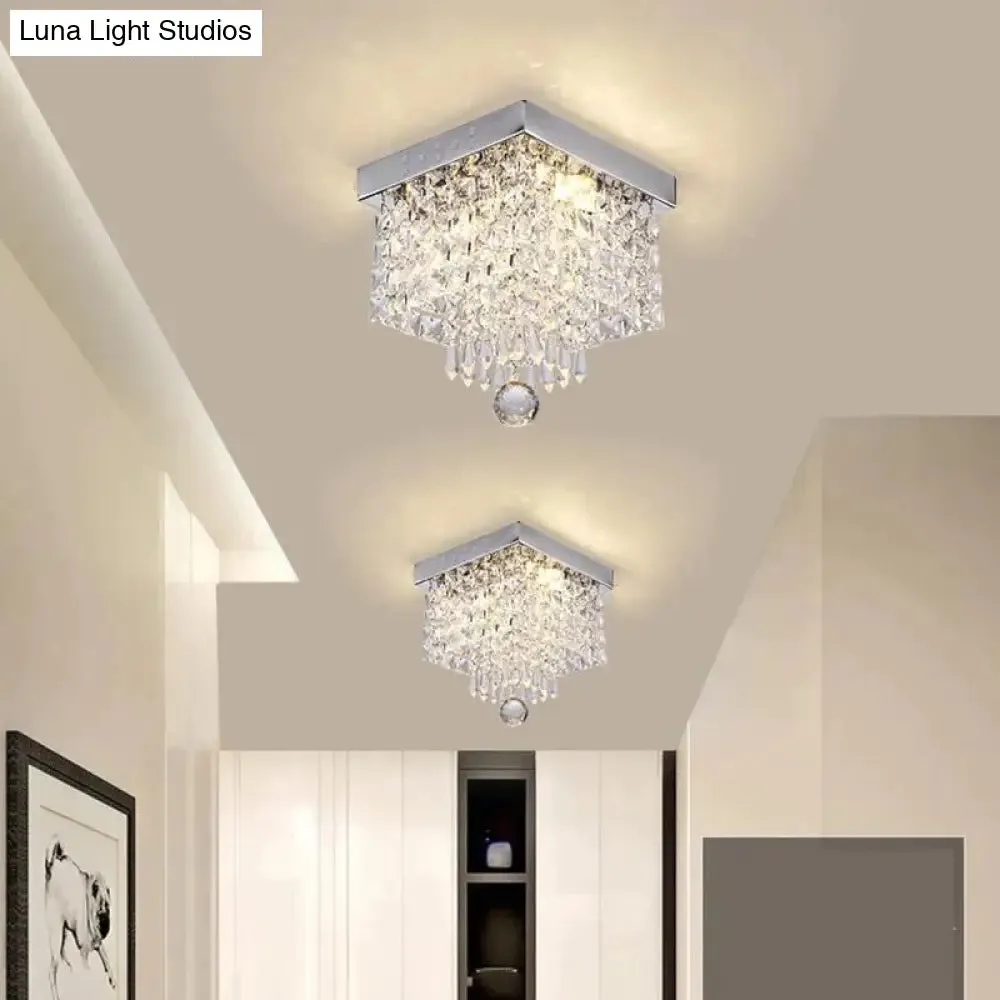 Square simple aisle living room LED ceiling crystal lamp balcony entrance corridor corridor aisle lamp creative ceiling lamp