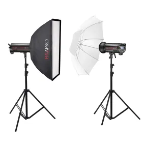 STORM1200III High-Speed Flash Light Twin Kit with Umbrella & Softbox (QT1200 III)