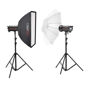STORM400 MKIII Double Flash Kit Umbrella & Softbox By PixaPro - CLEARANCE