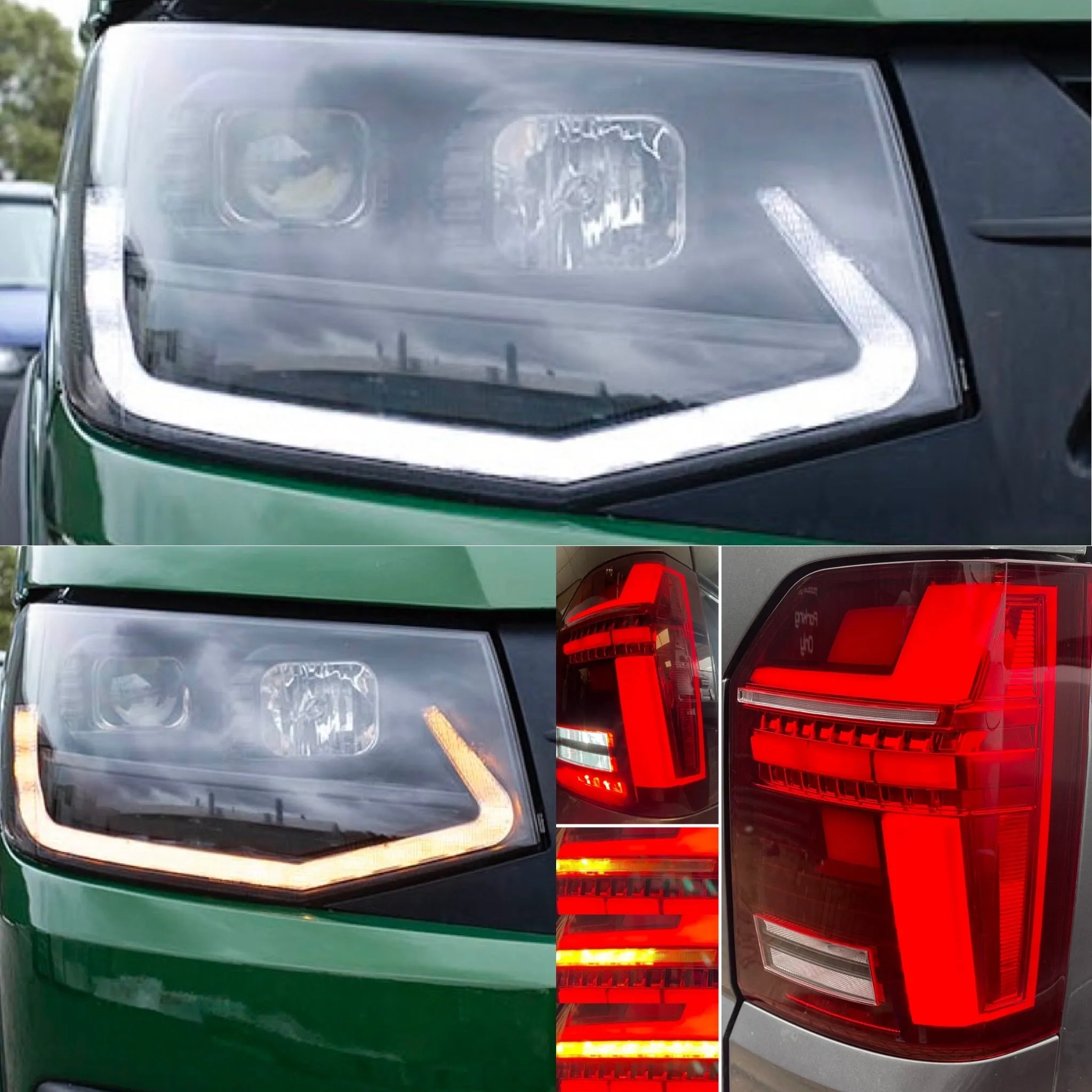 T6 LED DRL Headlights V3 Black Edition With LED 6000k Dipped / Full Beam Bulbs & Tailgate LED rear lights