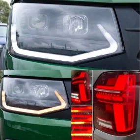 T6 LED DRL Headlights V3 Black Edition With LED 6000k Dipped / Full Beam Bulbs & Tailgate LED rear lights