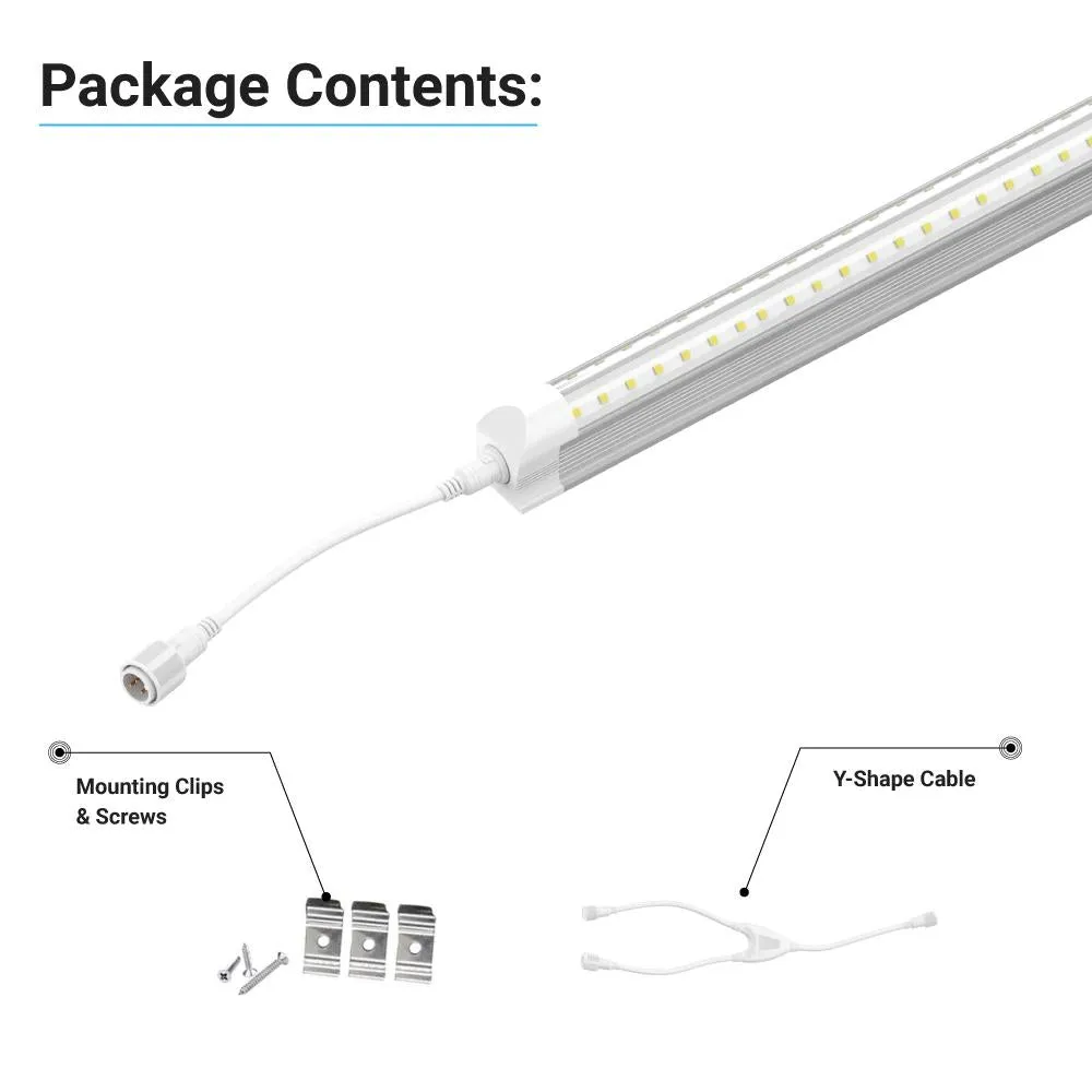 T8 LED Freezer/Cooler Tube - 6ft 40W 5000k - V Shape Clear 4800 Lumens - Rebate Eligible