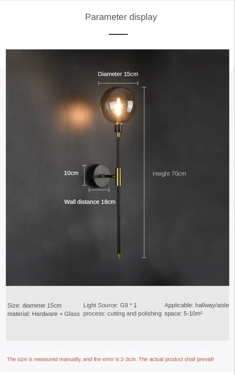 The Shadow - Modern Wall Light Glass Ball Led Nordic Aisle Corridor
