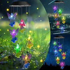 Toodour Solar Wind Chimes, Color Changing Angel LED Decorative Mobile, Waterproof Outdoor Wind Chime Lights for Garden, Patio, Window, Porch