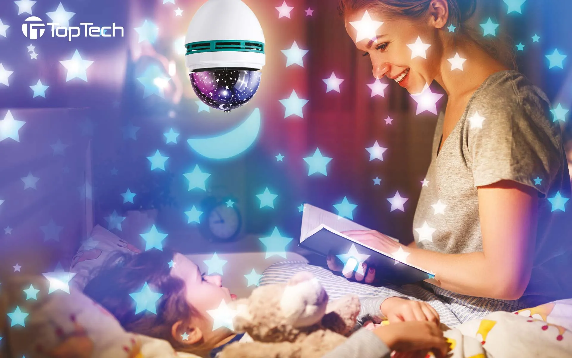 TOPTECH Star Projector Galaxy Bulb with Bluetooth Speaker, Night Light & Lighting Shows