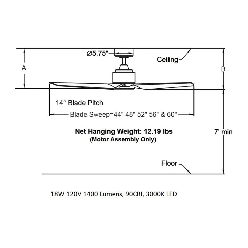 TriAire Custom 60 Inch Outdoor Ceiling Fan