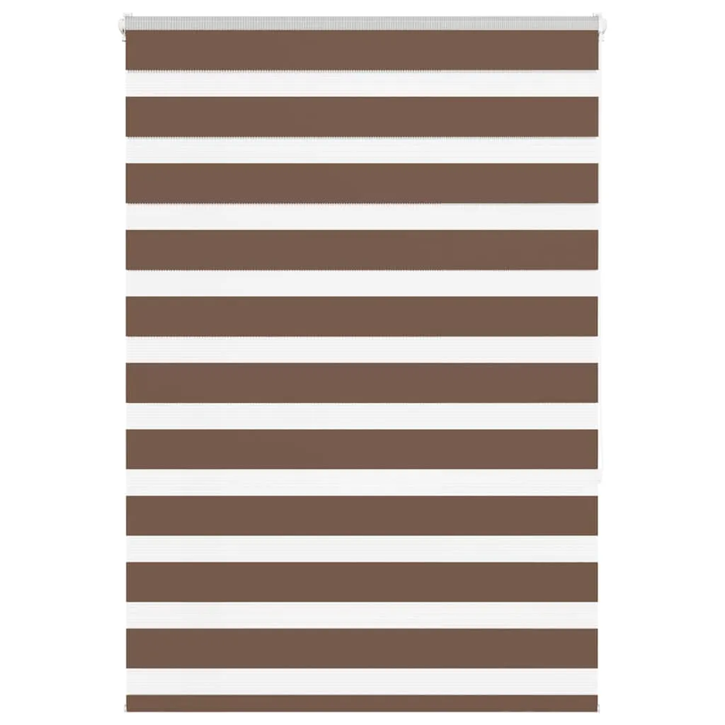 vidaXL Zebra Blind Brown 115x150 cm Fabric Width 110.9 cm Polyester