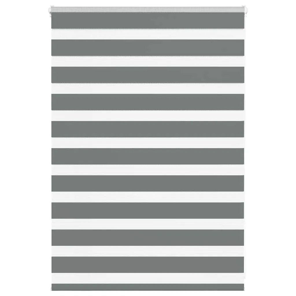 vidaXL Zebra Blind Dark Grey 115x100 cm Fabric Width 110.9 cm Polyester