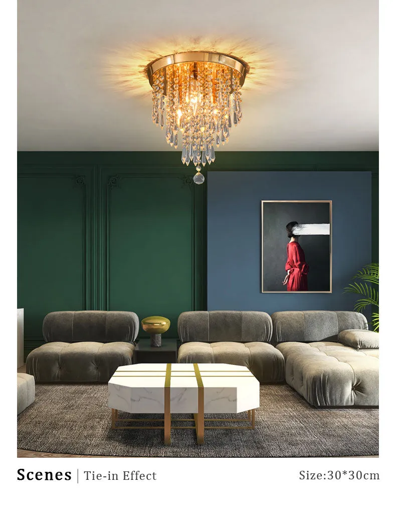 WCUS Golden Ceiling Light Hanging Crystal Ceiling Lamp